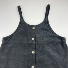 Load image into Gallery viewer, Girls Cotton On, grey corduroy cotton overalls dress / pinafore, EUC, size 9-10, L: 70cm