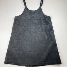 Load image into Gallery viewer, Girls Cotton On, grey corduroy cotton overalls dress / pinafore, EUC, size 9-10, L: 70cm