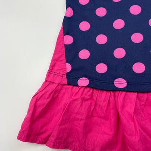 Girls lightweight, navy & pink spot dress, GUC, size 2, L: 47cm