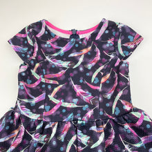 Load image into Gallery viewer, Girls Target, feather print party dress, GUC, size 1, L: 43cm