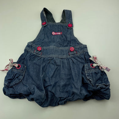 Girls Sprout, cotton lined bubble overalls dress, FUC, size 2, L: 42cm
