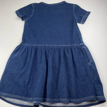 Load image into Gallery viewer, Girls casual, knit denim dress, pockets, GUC, size 8, L: 63cm