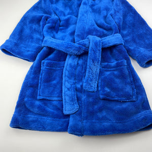 Boys allsorts, blue fleece dressing gown / bath robe, L: 51cm, EUC, size 2,  