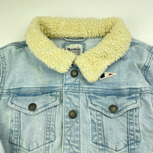Load image into Gallery viewer, Boys Rookie Academy, stretch denim jacket, poppers, light marks / discolouration, FUC, size 7,  