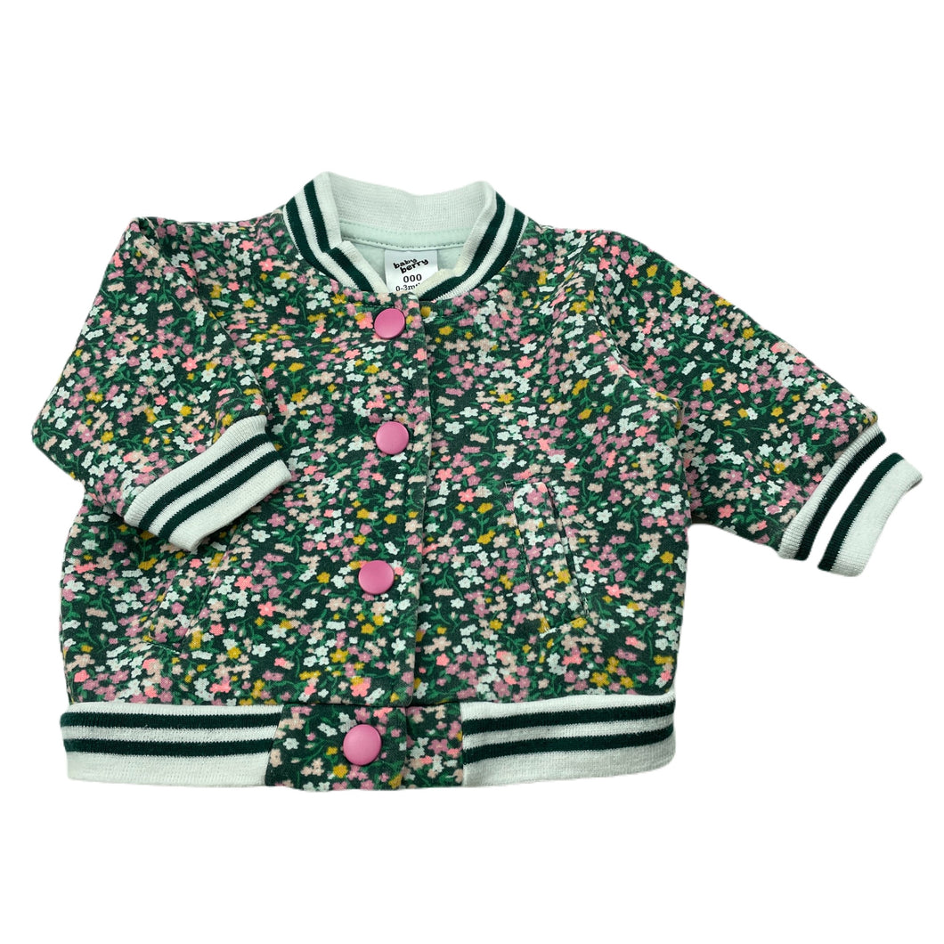 Girls Baby Berry, floral fleece lined sweater / lightweight jacket, FUC, size 000,  