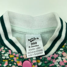 Load image into Gallery viewer, Girls Baby Berry, floral fleece lined sweater / lightweight jacket, FUC, size 000,  