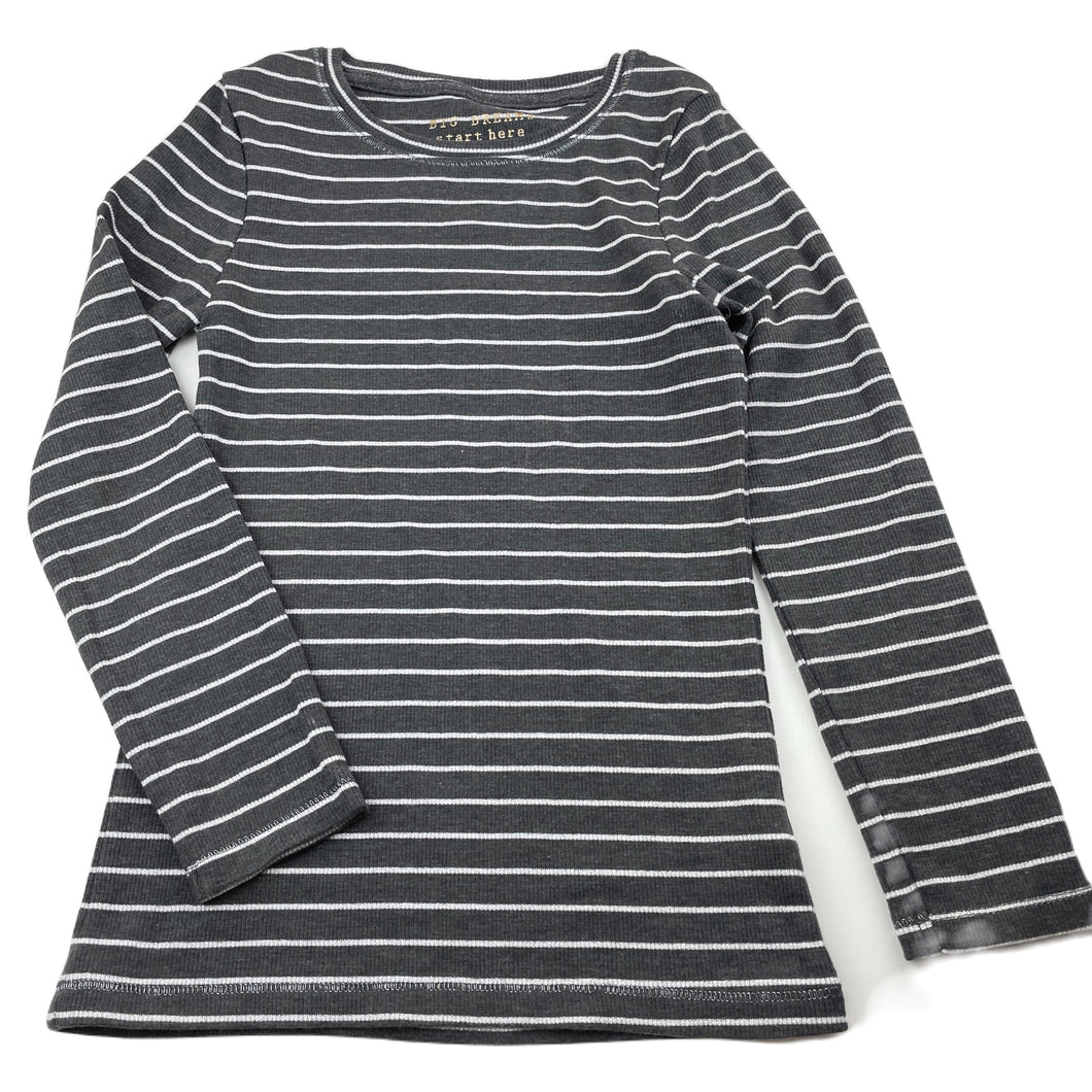 Girls Next, grey & silver metallic stripe long sleeve top, EUC, size 6,  