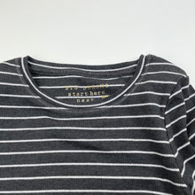 Load image into Gallery viewer, Girls Next, grey &amp; silver metallic stripe long sleeve top, EUC, size 6,  