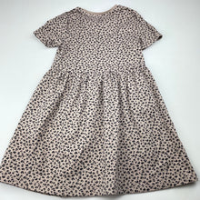 Load image into Gallery viewer, Girls M&amp;S, leopard print cotton casual dress, EUC, size 6, L: 55cm