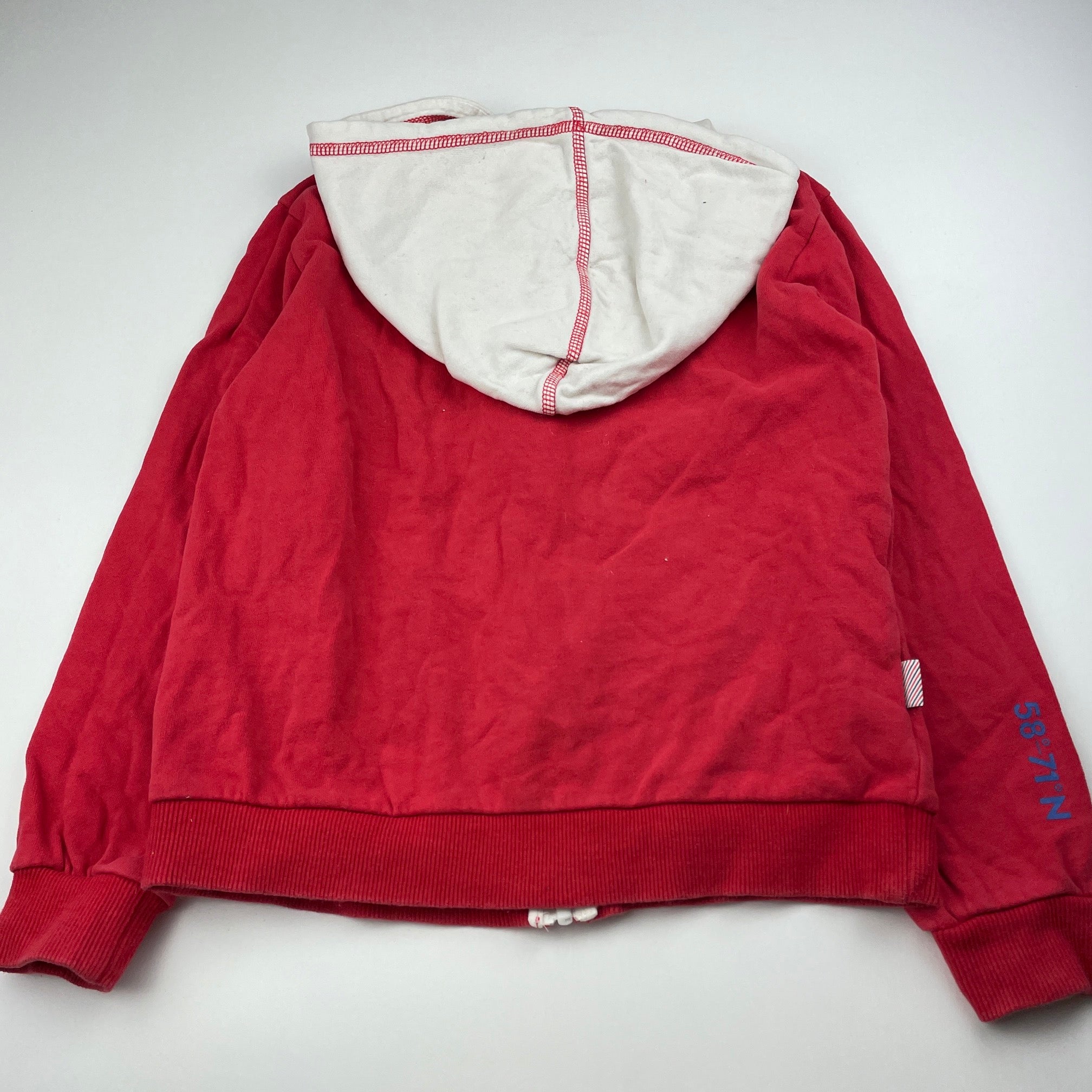 – North FUC, DaisyChainClothing cotton white sweater, size Norway, red zip hoodie Worn, & 8-10,