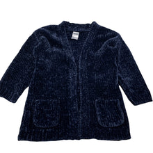 Load image into Gallery viewer, Girls Anko, dark blue knitted chenille cardigan, L: 43cm, EUC, size 3,  