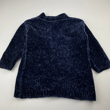 Load image into Gallery viewer, Girls Anko, dark blue knitted chenille cardigan, L: 43cm, EUC, size 3,  