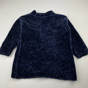 Girls Anko, dark blue knitted chenille cardigan, L: 43cm, EUC, size 3,  