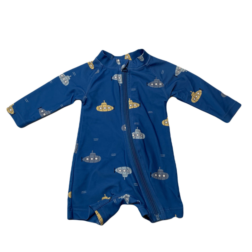 Boys blue, all-in-one rashie suit, submarines, EUC, size 000,  