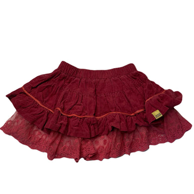 Girls Osh Kosh, cotton lined corduroy & lace skirt, elasticated, L: 23cm, EUC, size 00,  