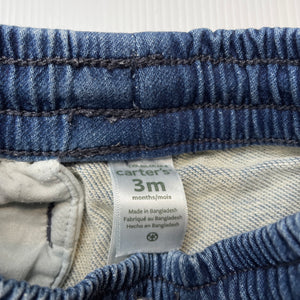 Boys Carters, stretch knit denim pants, elasticated, EUC, size 000,  