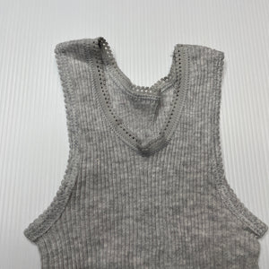 unisex Bonds, grey ribbed cotton singlet top, GUC, size 00,  