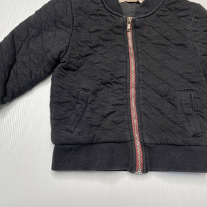 unisex Cotton On, black quilted zip up jacket / sweater, GUC, size 0,  