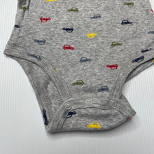 Load image into Gallery viewer, Boys Carters, grey cotton bodysuit / romper, cars, GUC, size 00,  
