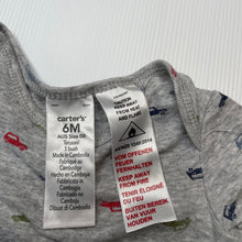 Load image into Gallery viewer, Boys Carters, grey cotton bodysuit / romper, cars, GUC, size 00,  