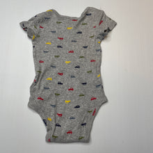 Load image into Gallery viewer, Boys Carters, grey cotton bodysuit / romper, cars, GUC, size 00,  