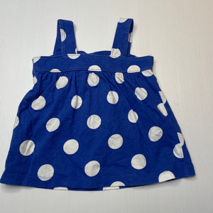 Girls Carters, blue & white spot cotton summer top, wash fade, FUC, size 1,  