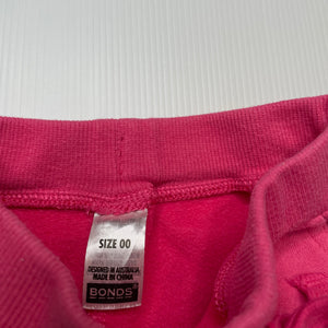 Girls Bonds, pink fleece lined pants / bottoms, elasticated, GUC, size 00,  