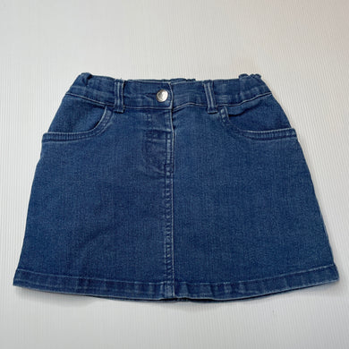 Girls Anko, blue stretch denim skirt, adjustable, L: 26.5cm, GUC, size 5,  
