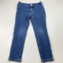 Load image into Gallery viewer, Girls Seed, stretchy knit denim pants, elasticated, Inside leg: 38.5cm, GUC, size 3,  
