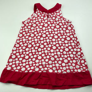 Girls Target, red & white cotton casual dress, GUC, size 2, L: 43cm