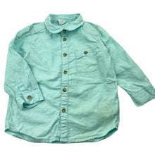 Load image into Gallery viewer, Boys H&amp;M, blue linen / cotton long sleeve shirt, FUC, size 1-2,  