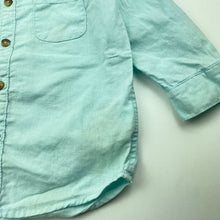 Load image into Gallery viewer, Boys H&amp;M, blue linen / cotton long sleeve shirt, FUC, size 1-2,  