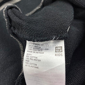 unisex Uniqlo, black zip up sweater, wash fade, FUC, size 9-10,  