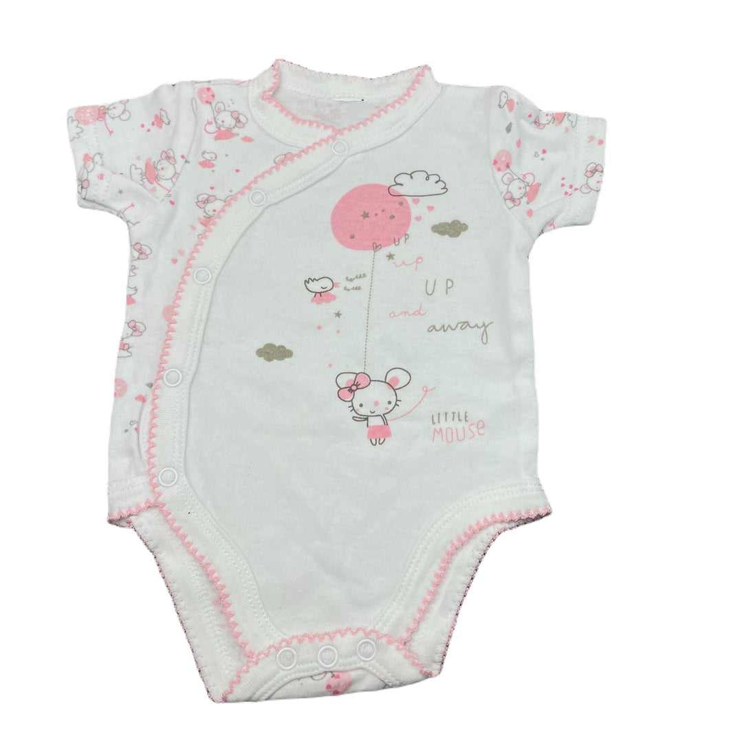 Girls cotton, bodysuit / romper, mouse, GUC, size 000,  