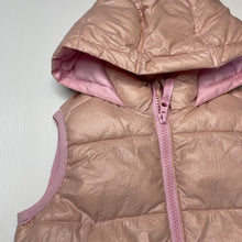 Load image into Gallery viewer, Girls Cotton On, pink hooded puffer vest / sleeveless jacket, GUC, size 1-2,  