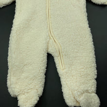 Load image into Gallery viewer, unisex Anko, soft fluffy fleece zip coverall / romper, EUC, size 00,  