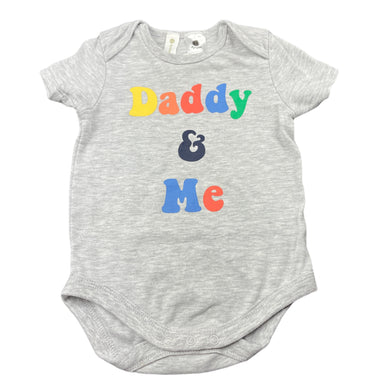unisex Dymples, grey bodysuit / romper, daddy, GUC, size 0,  