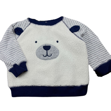 Boys Little Me, long sleeve top, soft fleece front, GUC, size 0,  
