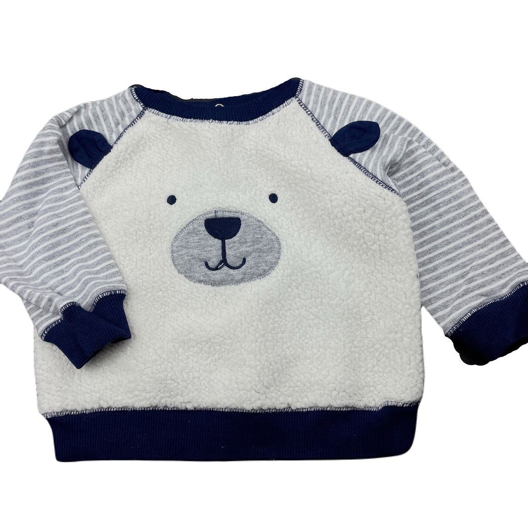 Boys Little Me, long sleeve top, soft fleece front, GUC, size 0,  