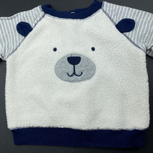 Boys Little Me, long sleeve top, soft fleece front, GUC, size 0,  
