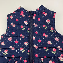Load image into Gallery viewer, Girls Dymples, navy floral puffer vest / jacket, EUC, size 00,  