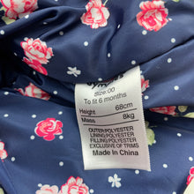 Load image into Gallery viewer, Girls Dymples, navy floral puffer vest / jacket, EUC, size 00,  
