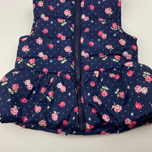 Load image into Gallery viewer, Girls Dymples, navy floral puffer vest / jacket, EUC, size 00,  