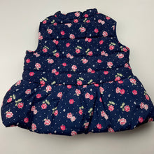 Load image into Gallery viewer, Girls Dymples, navy floral puffer vest / jacket, EUC, size 00,  
