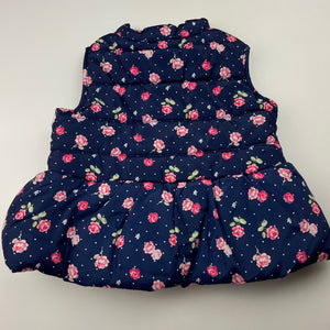 Girls Dymples, navy floral puffer vest / jacket, EUC, size 00,  