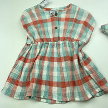 Load image into Gallery viewer, Girls Anko, checked lightweight dress + nappy cover, NEW, size 00, L: 36cm