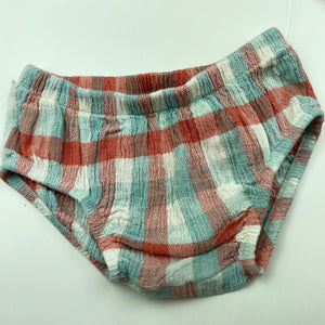 Girls Anko, checked lightweight dress + nappy cover, NEW, size 00, L: 36cm