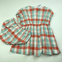 Load image into Gallery viewer, Girls Anko, checked lightweight dress + nappy cover, NEW, size 00, L: 36cm