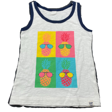 Boys GAP, cotton singlet / tank top, pineapples, small marks on front, FUC, size 3,  