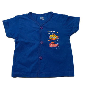 Boys CUCUMBER, blue button up t-shirt / top, FUC, size 0,  